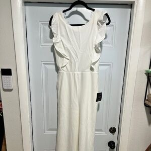 White Ruffle Open Back Jumper